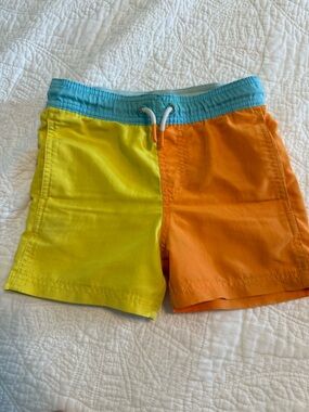 Cat & Jack Orange Swim Shorts with Aqua Waistband and Cream Lining